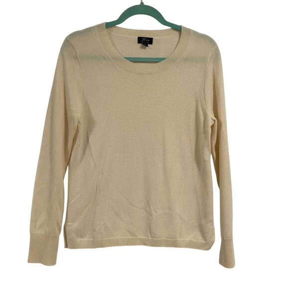 J. Crew‎ Cashmere Slim-fit Crewneck Cream Sweater for Women Size M - Picture 1 of 6